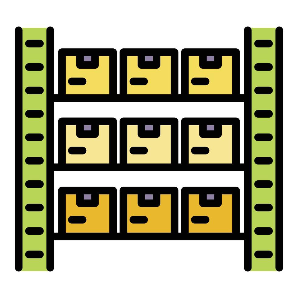 vetor de contorno de cor de ícone de inventário de armazém