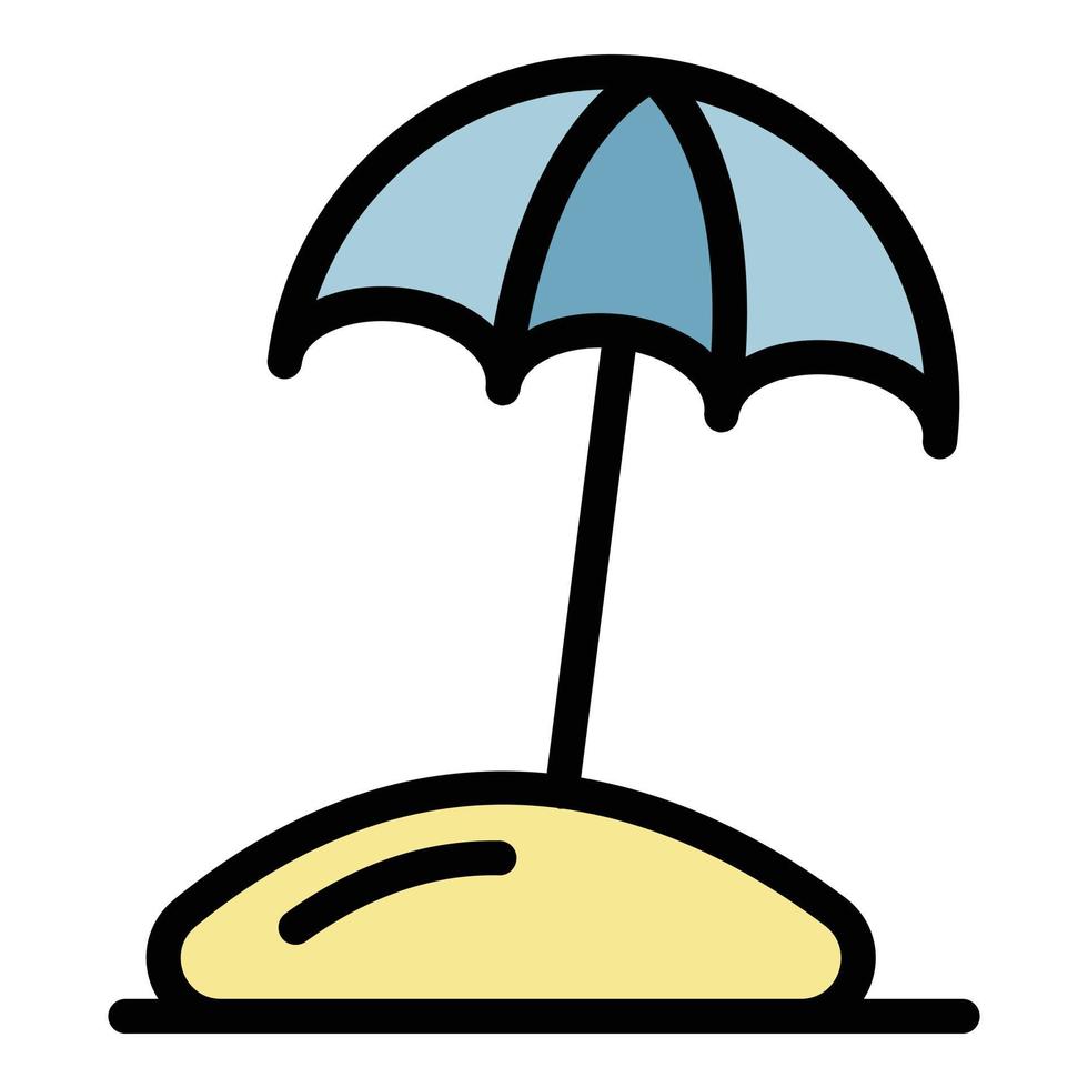 vetor de contorno de cor de ícone de guarda-chuva de praia