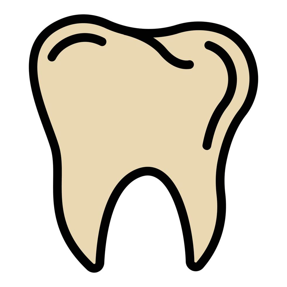 vetor de contorno de cor de ícone de dente saudável