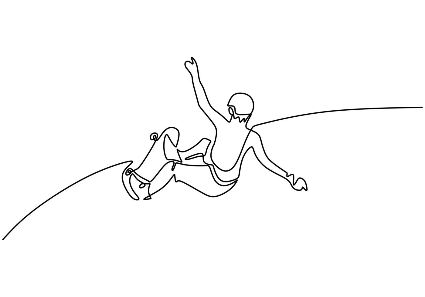 Desenho de linha contínuo de homem jogando skate jogador de jogo