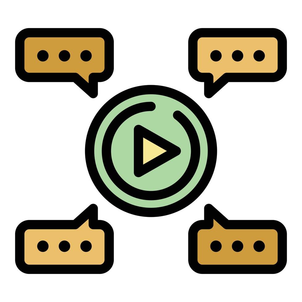 vetor de contorno de cores de ícone de bate-papo por vídeo