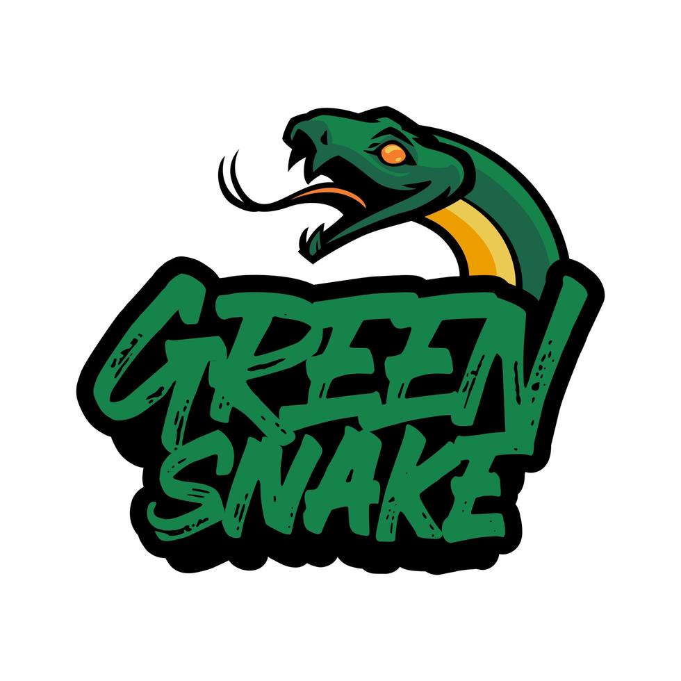 mão ilustrações desenhadas da cabeça de cobra verde isolada no fundo branco para camiseta, papel de parede ou logotipo vetor