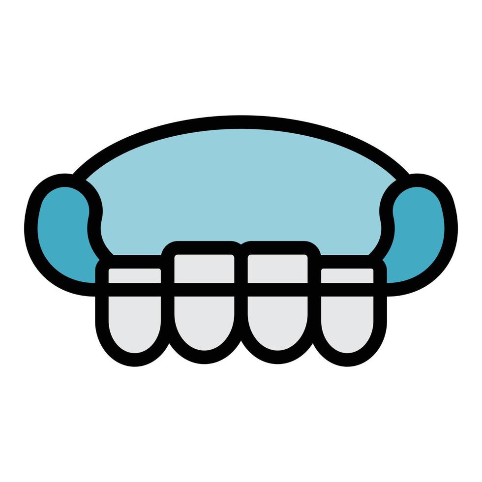 linha superior do vetor de contorno de cor de ícone de dentes
