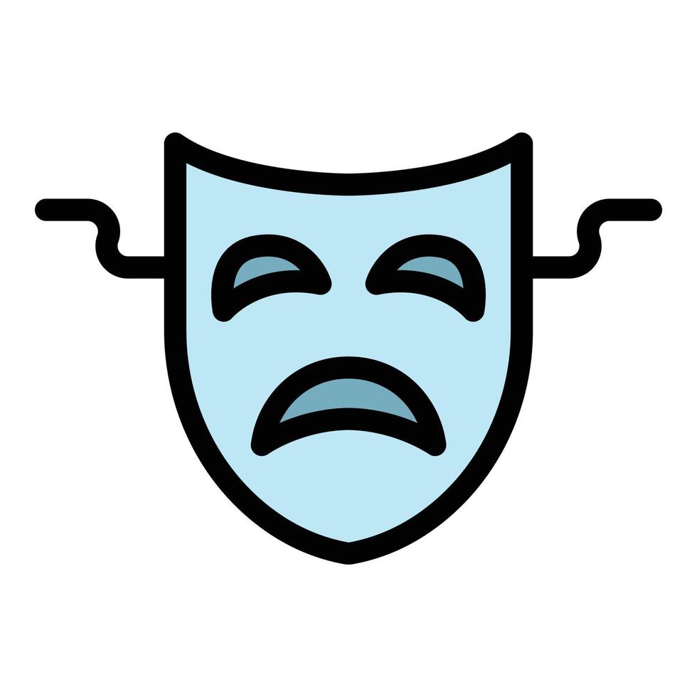 vetor de esboço de cor de ícone de máscara de teatro triste