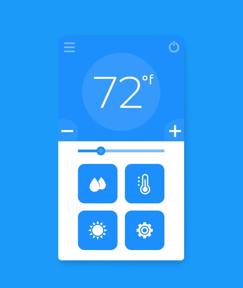 interface do aplicativo do termostato, interface do usuário móvel vetor