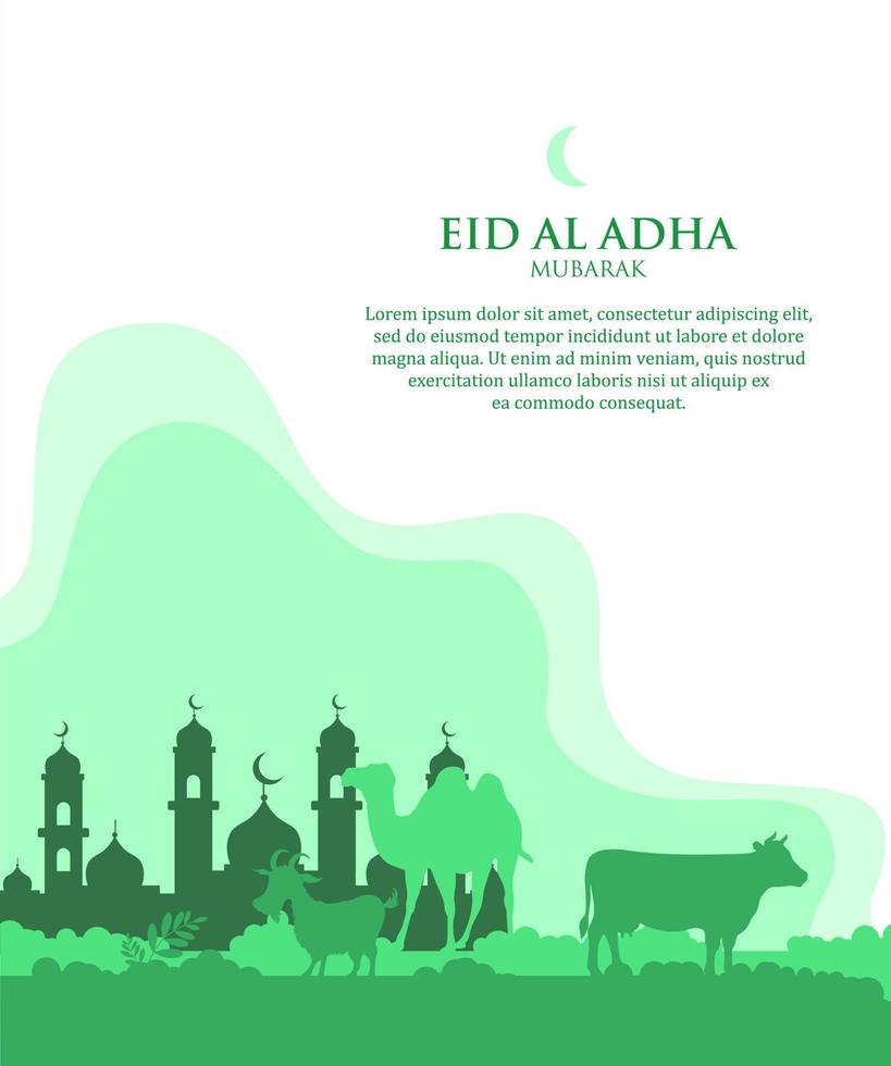 cartaz eid al adha em design de estilo de corte de papel vetor