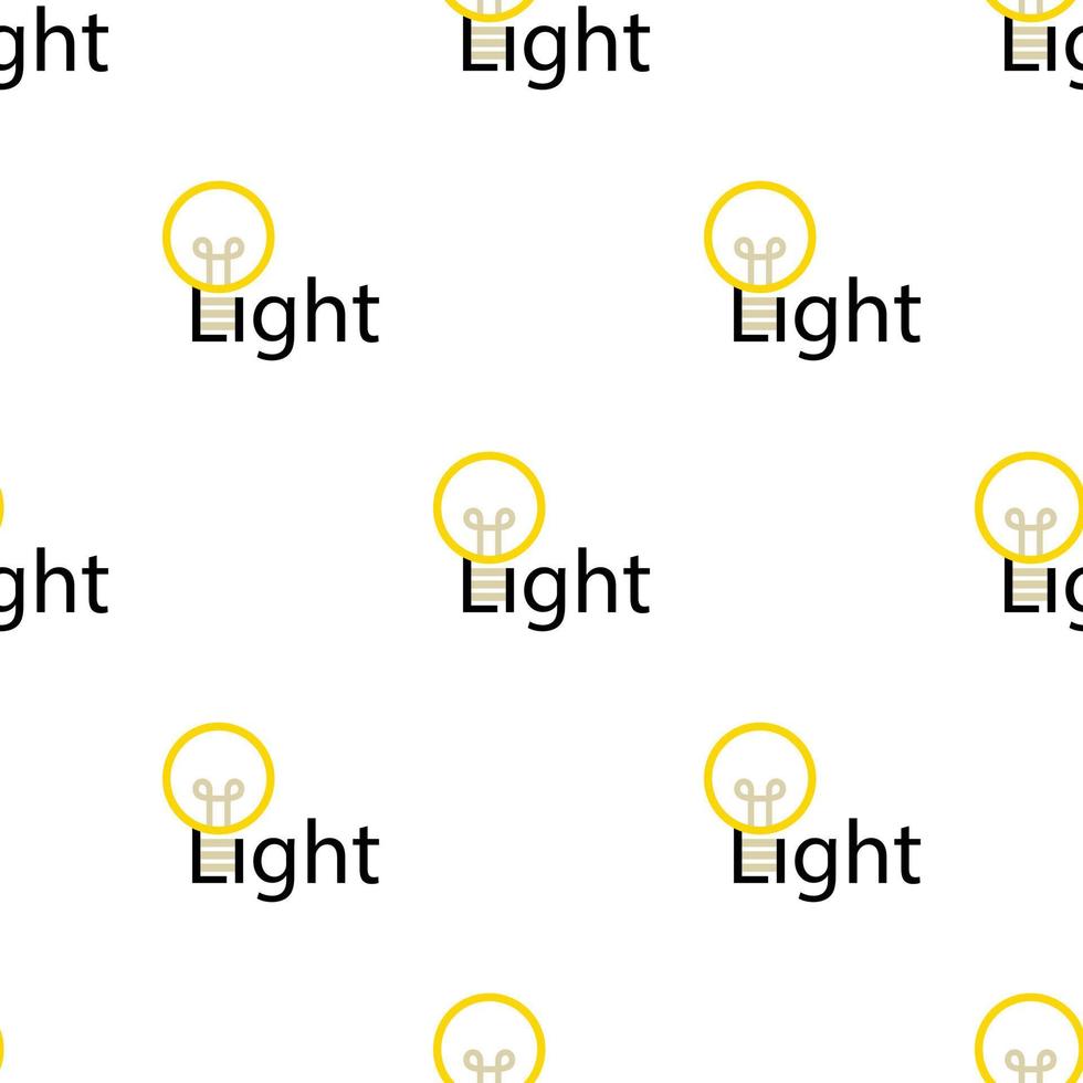 palavra luz com padrão de lâmpada sem costura vetor