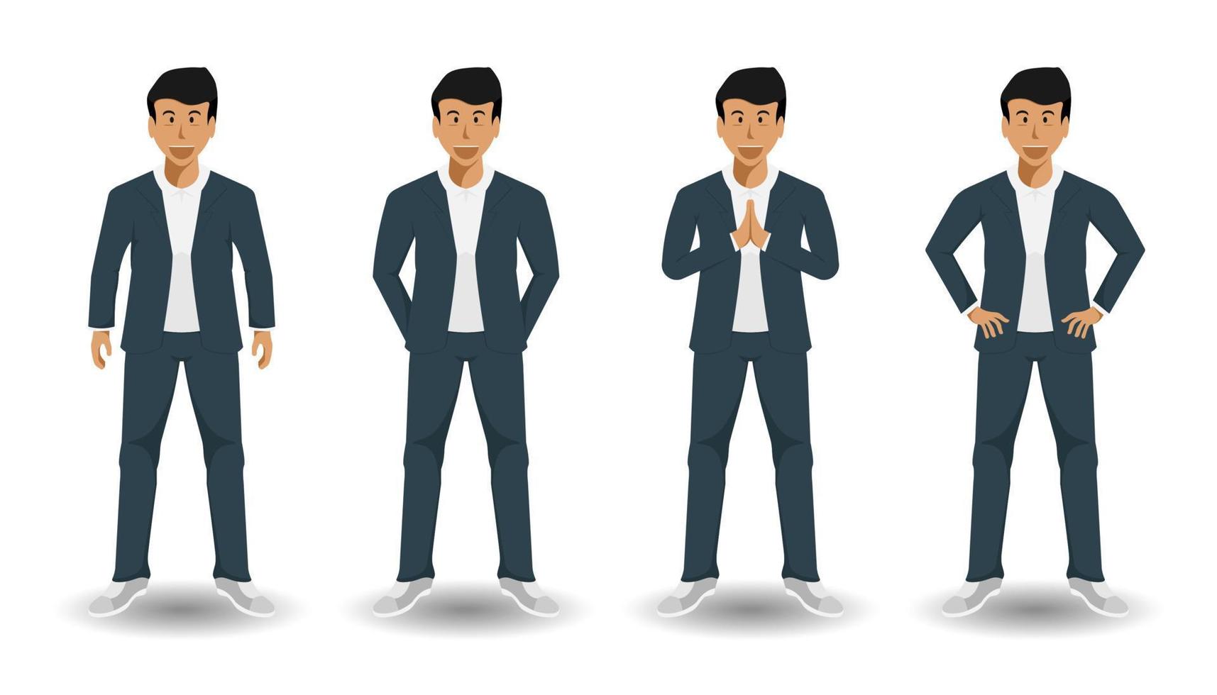 jovens funcionários em uniforme de empresa simples em fundo isolado, ilustração vetorial. vetor