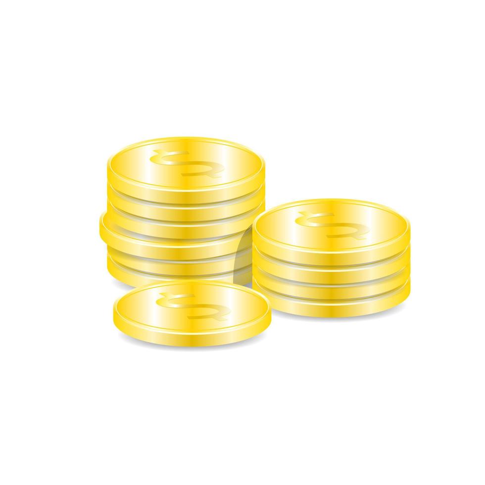 vetor criar design, pilha de moedas de ouro em fundo isolado, elementos de ilustração de negócios.