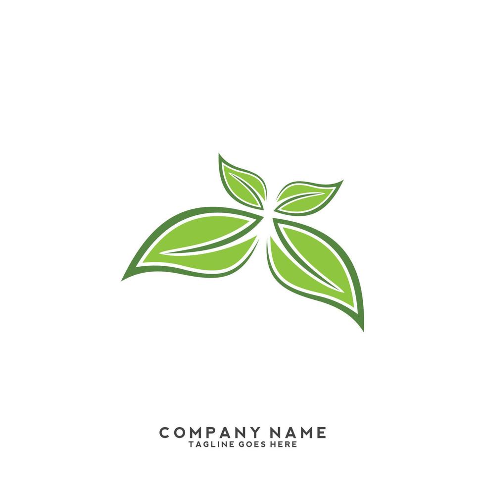 logotipo de folhas verdes. planta natureza eco jardim estilizado ícone vetor botânico.