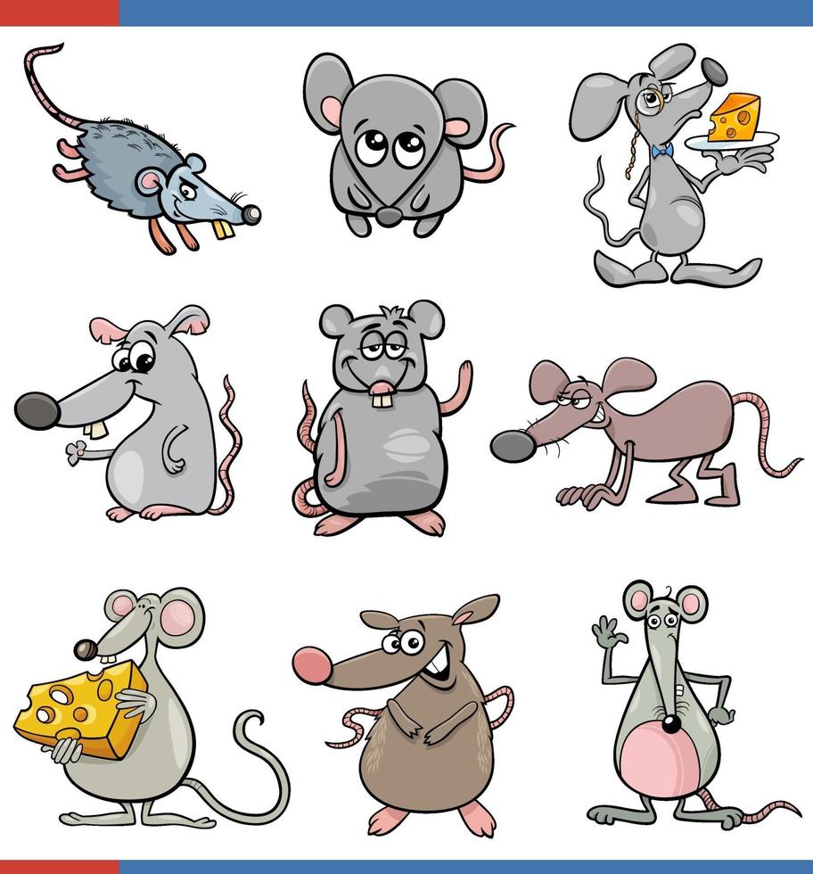cartoon mouse conjunto de personagens animais em quadrinhos vetor