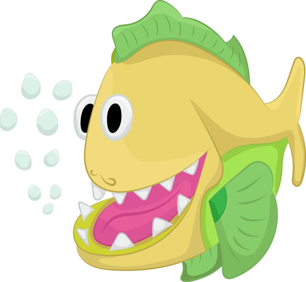 vetor de desenhos animados de peixe monstro. personagem de desenho animado de animais engraçados e assustadores