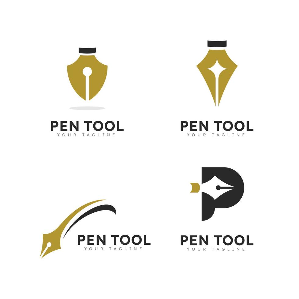 caneta logotipo ferramenta gradiente estilo colorido vetor