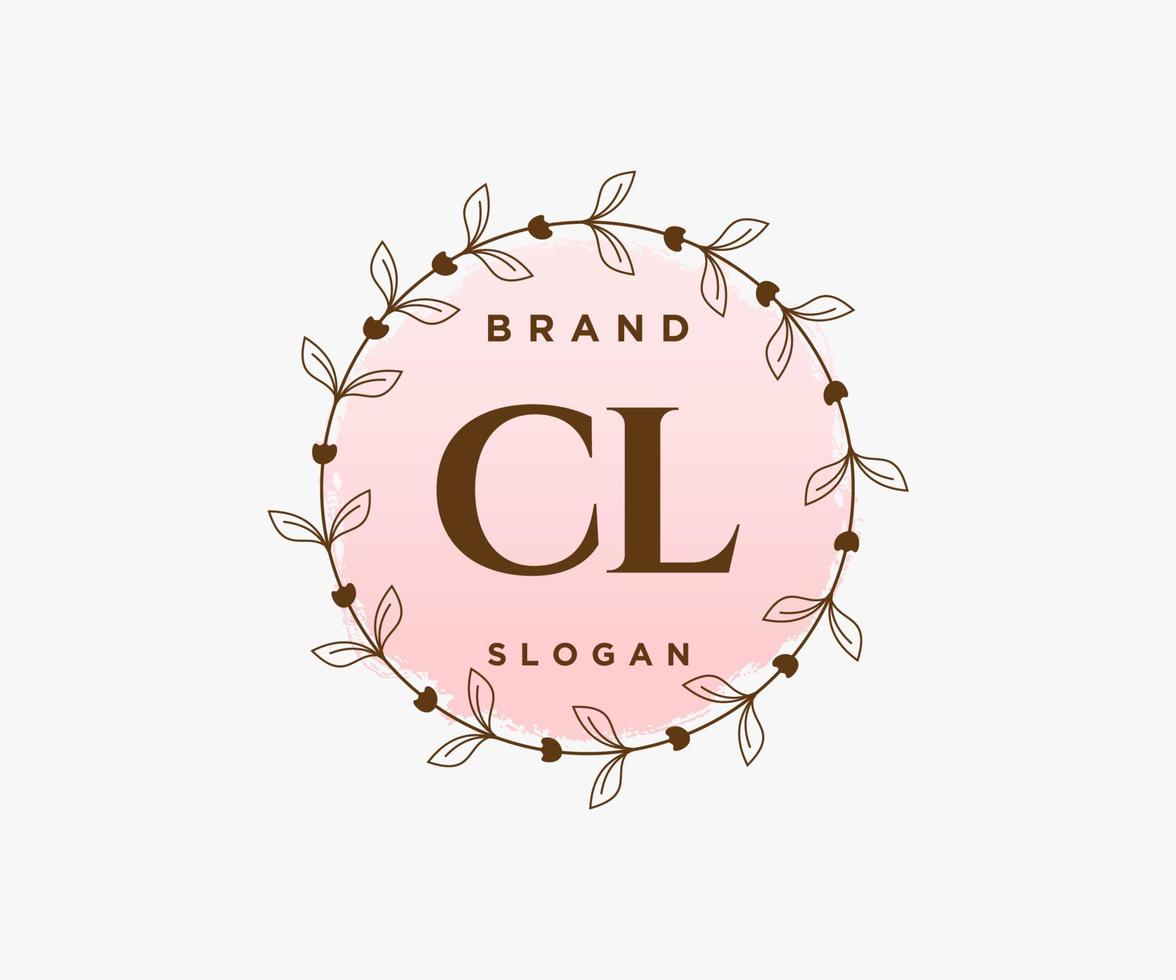 logo feminino inicial cl. utilizável para logotipos de natureza, salão, spa, cosméticos e beleza. elemento de modelo de design de logotipo de vetor plana.