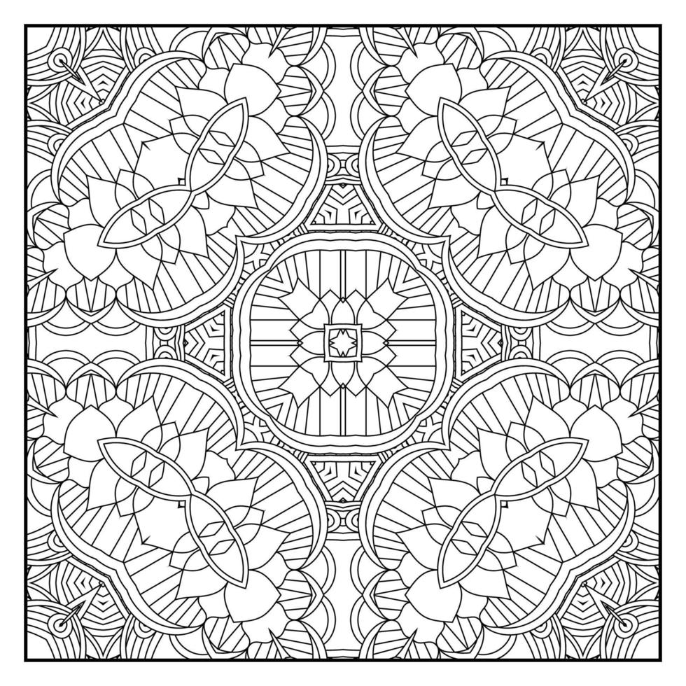 Mandala para colorir para adultos. fundo da mandala. página de coloração de padrão de mandala. mão desenhada mandala padrão de fundo. página de colorir preto e branco vetorial para livro de colorir. vetor