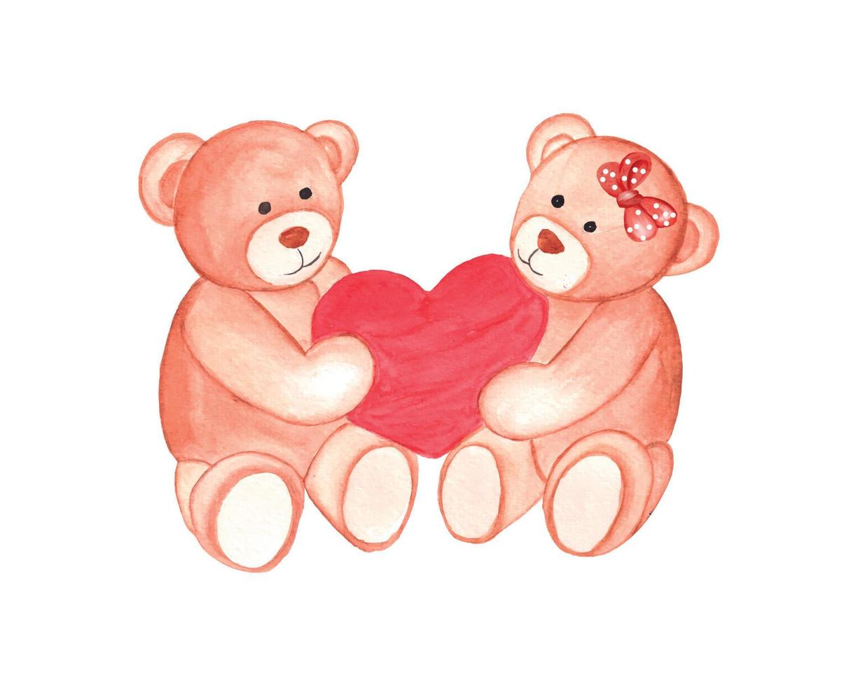 dia dos namorados urso clipart, casal urso sublimação para t-shirt vetor