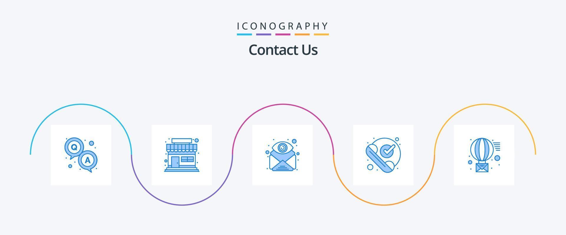 entre em contato conosco pacote de ícones azul 5 incluindo e-mail. telefone. e-mail. OK. chamar vetor