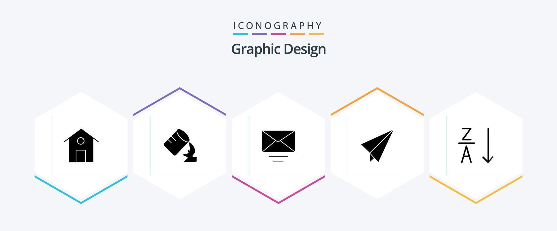 design de pacote de ícones de 25 glifos, incluindo . . texto. organizar. alfabético vetor