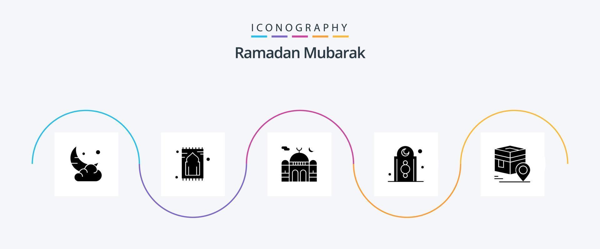 Pacote de ícones do Ramadã Glyph 5, incluindo o Islã. decoração. rezar. rezar. islamismo vetor