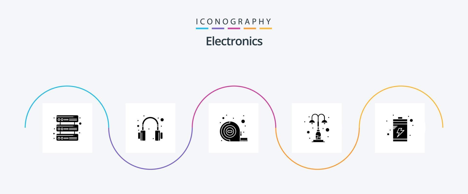 pacote de ícones eletrônicos glifo 5 incluindo . cobrar. ferramenta. bateria. parque vetor