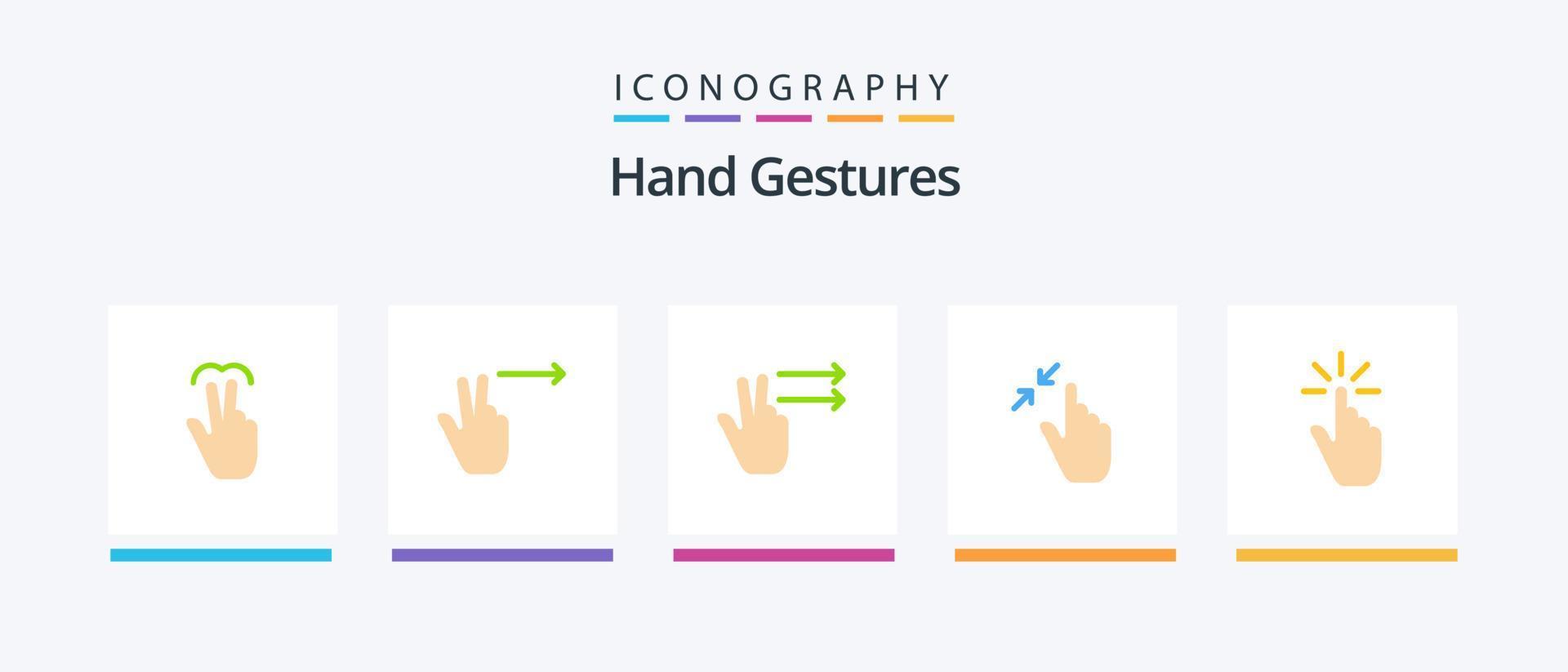 gestos de mão plano 5 pacote de ícones incluindo mão. gesto. contrato. dedo. tocar. design de ícones criativos vetor