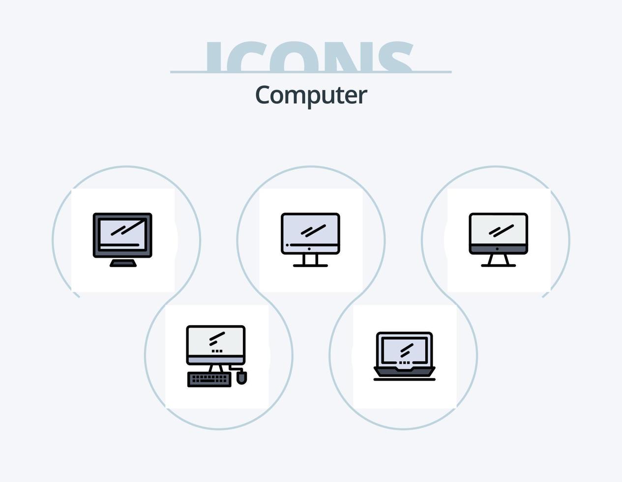 linha de computador cheia de ícones do pacote 5 design de ícones. . servidor. imac. pc. monitor vetor