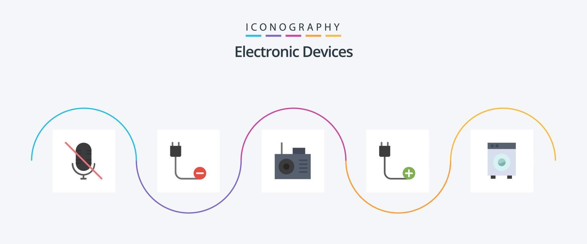 pacote de ícones plana 5 de dispositivos, incluindo dispositivos. automação. dispositivo. hardware. cordão vetor