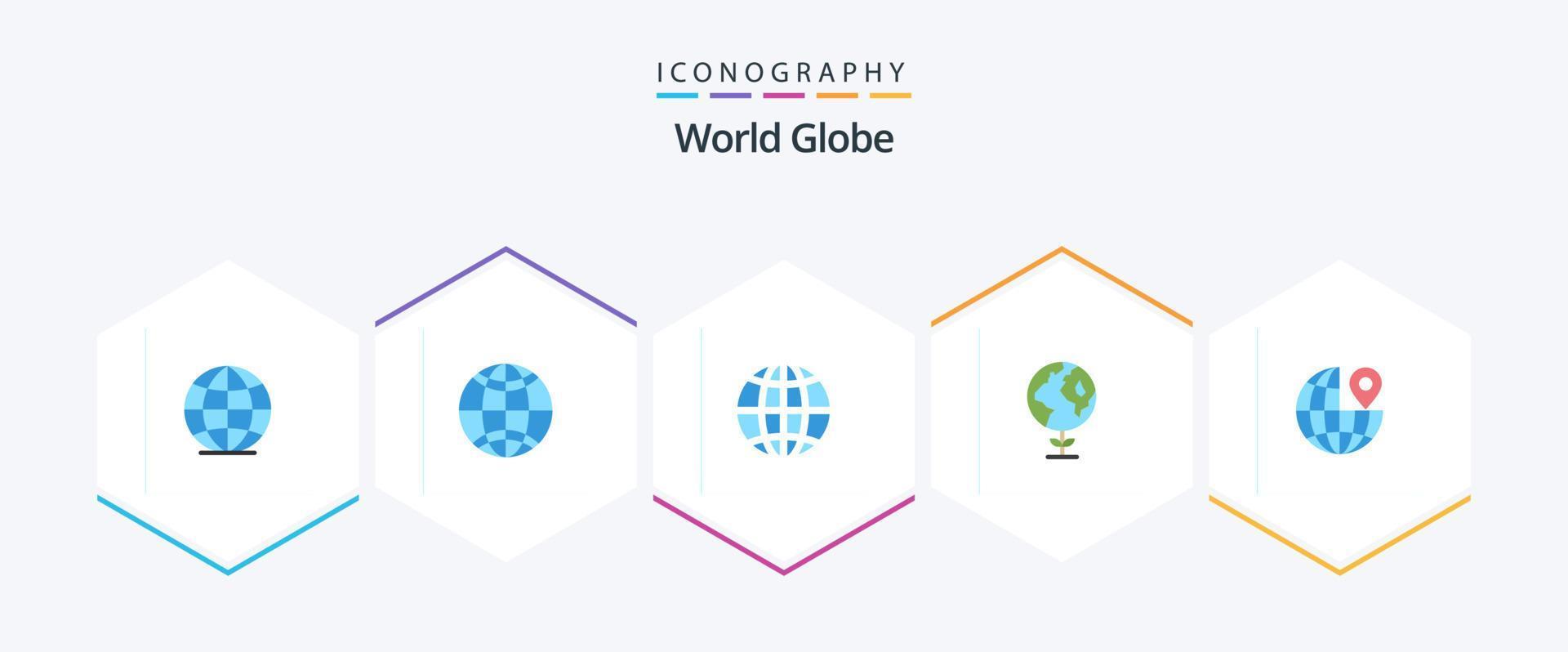pacote de ícones planos do globo 25, incluindo . ecologia. alfinete vetor