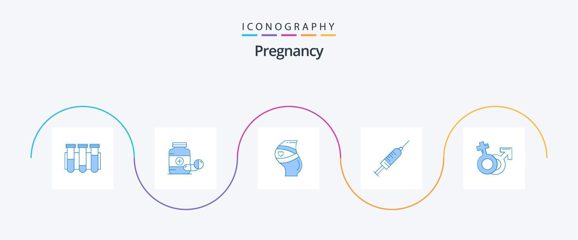 pacote de ícones de gravidez azul 5, incluindo seringa. mulheres. drogas. grávida. segurança vetor
