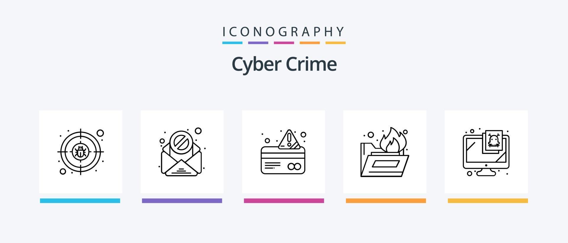 pacote de ícones da linha 5 do crime cibernético, incluindo dados. antivírus. móvel. rede. escudo. design de ícones criativos vetor