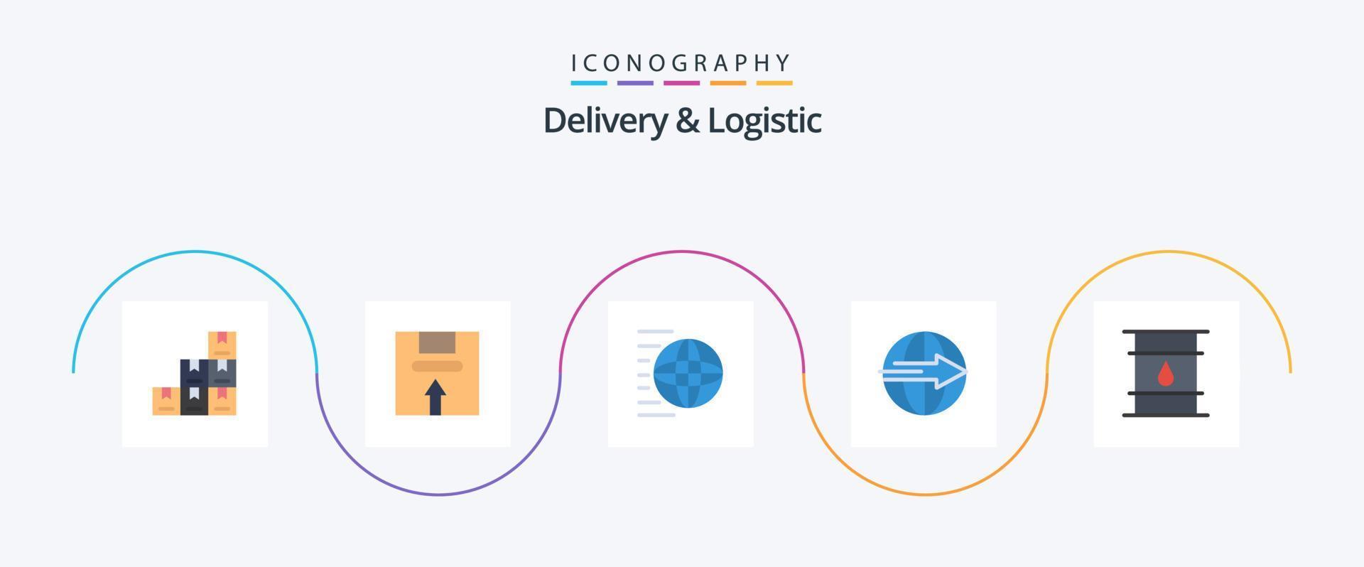 entrega e logística plana 5 pacote de ícones incluindo logística. entrega. pacote. carga. compras vetor