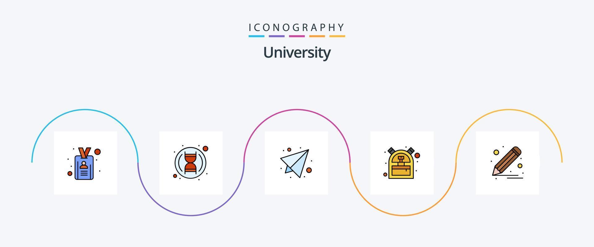 linha universitária cheia de pacote de ícones plana 5 incluindo edição. mochila. enviar. estudante. bolsa vetor