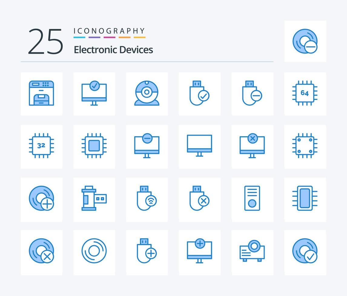 dispositivos 25 pacote de ícones de cor azul, incluindo computadores. hardware. hardware. dispositivos. computadores vetor