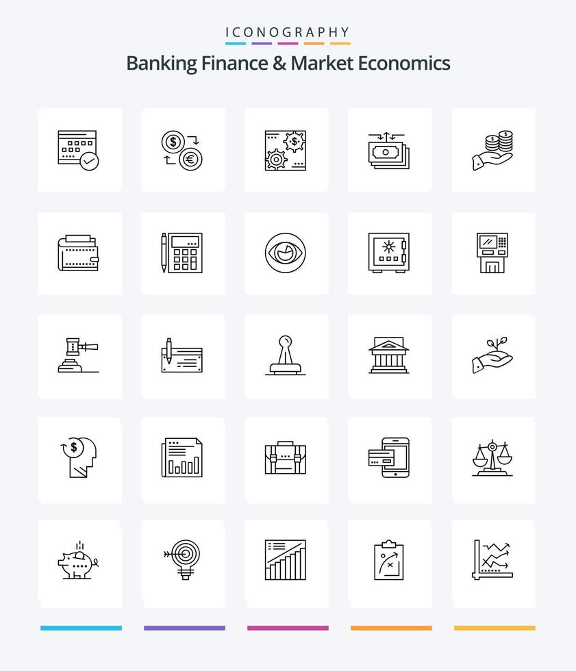 finanças bancárias criativas e economia de mercado 25 pacote de ícones de esboço, como ganhos. receita. moedas. dinheiro. finança vetor