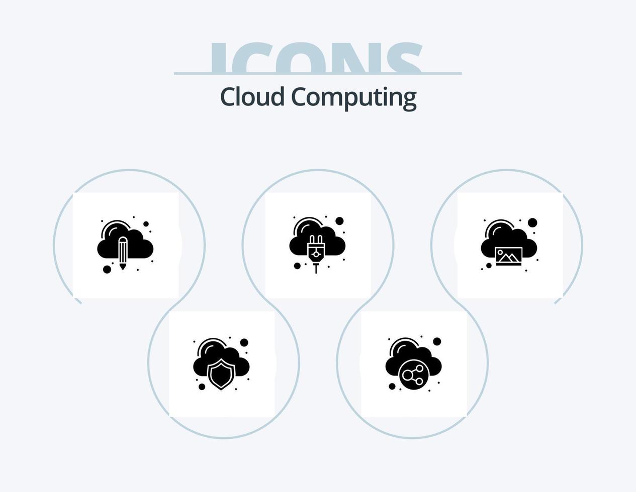 pacote de ícones de glifo de computação em nuvem 5 design de ícone. foto. imagem. lápis. conexão de internet vetor