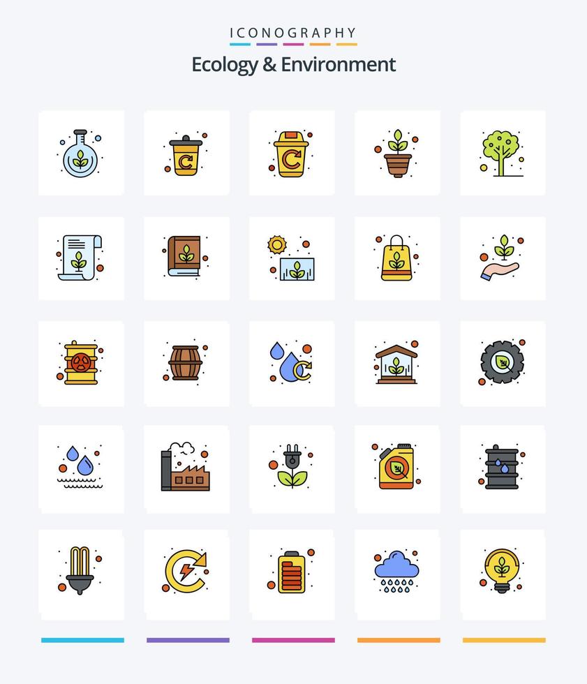ecologia criativa e meio ambiente pacote de ícones preenchidos com 25 linhas, como folha. árvore. natureza. verão. natureza vetor