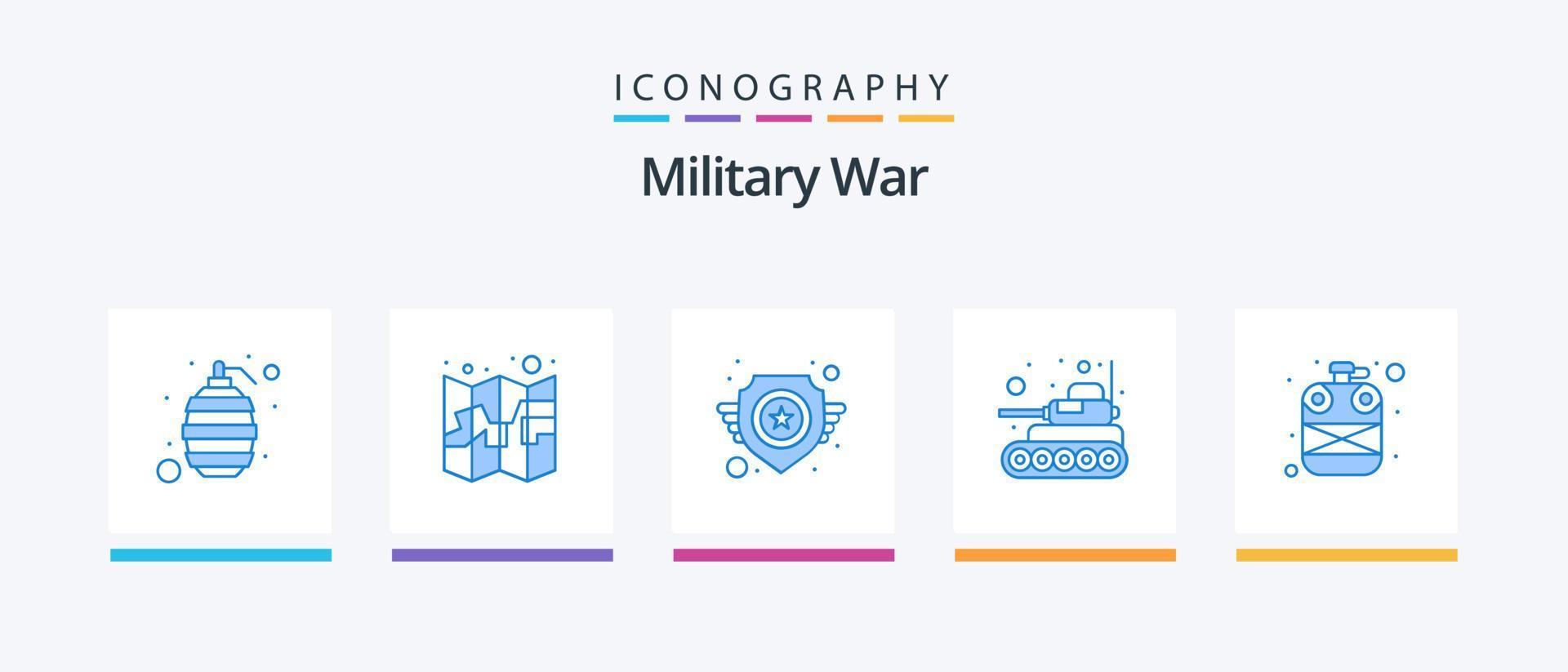 pacote de ícones de guerra militar azul 5 incluindo jar. lutar. exército. guerra. militares. design de ícones criativos vetor