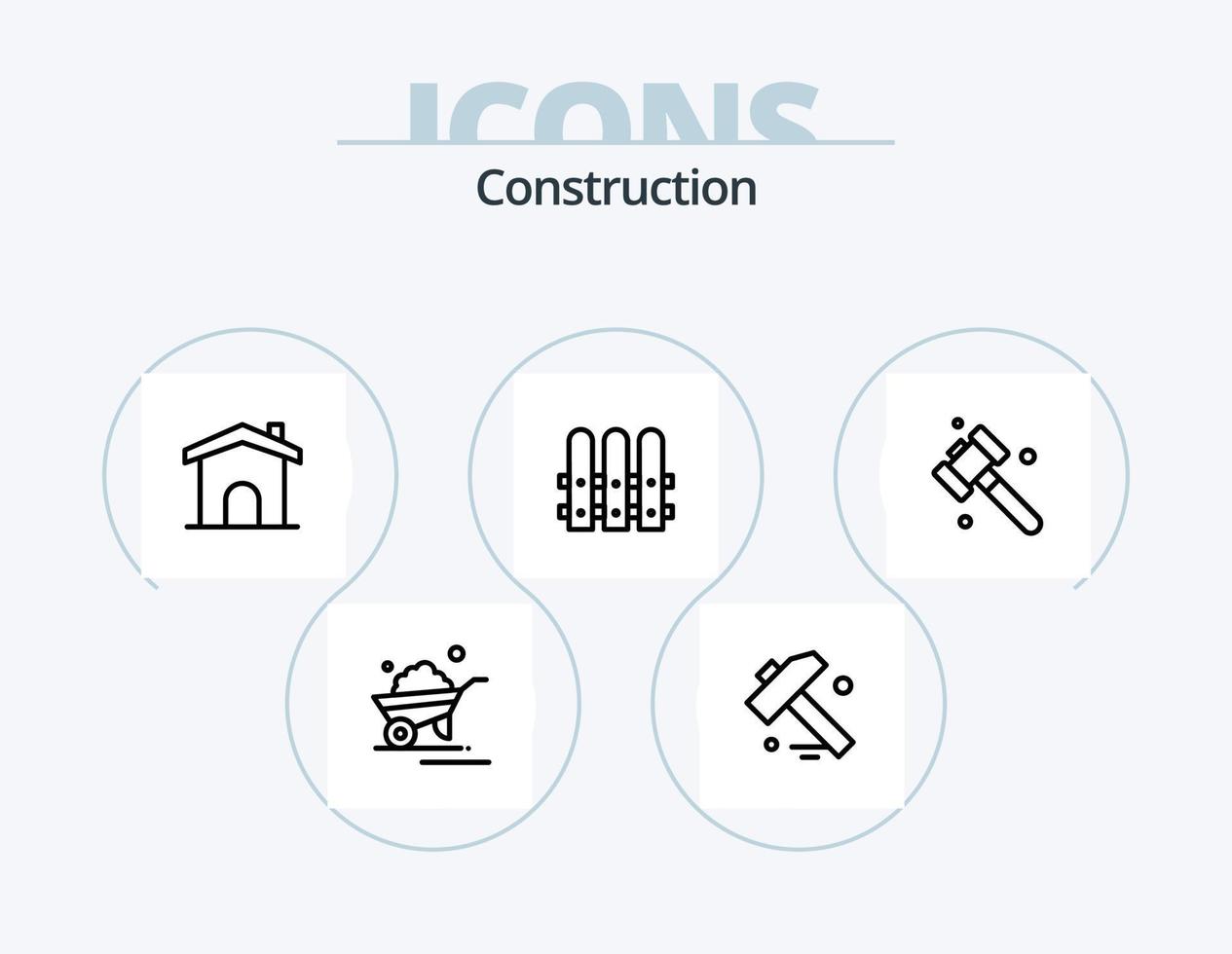 design de ícone do pacote de 5 ícones de linha de construção. mapa. elaboração. tijolos. construção. lar vetor