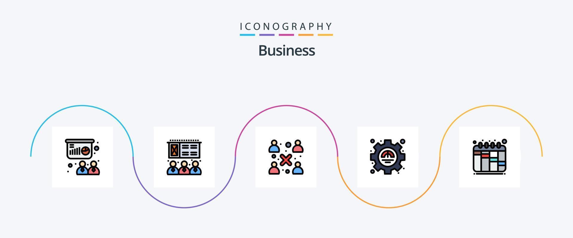 linha de negócios preenchida pacote de ícones plana 5 incluindo fluxo de trabalho. iteração. moderno. produtividade. excelência vetor