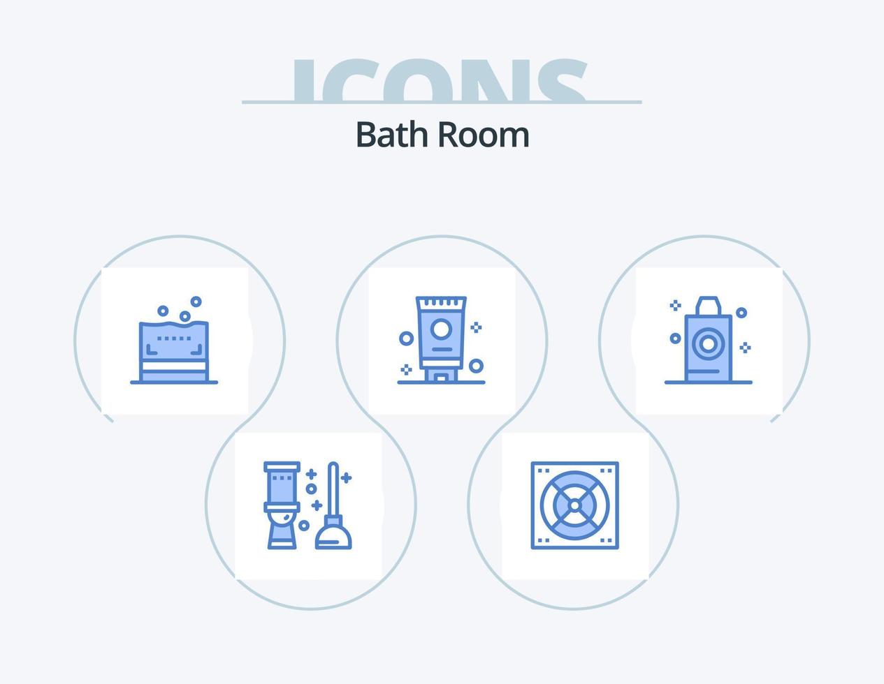 design de ícone azul do pacote de 5 ícones do banheiro. . sala. banho. banho. banho vetor
