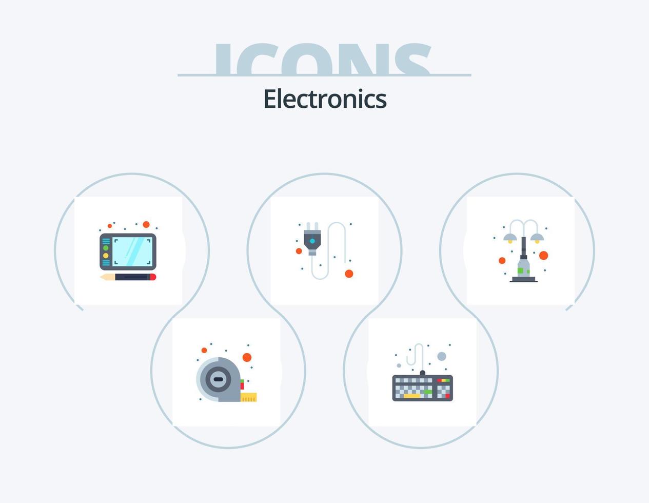 design de ícones do pacote de 5 ícones planos eletrônicos. . parque. tábua. luzes. elementos vetor