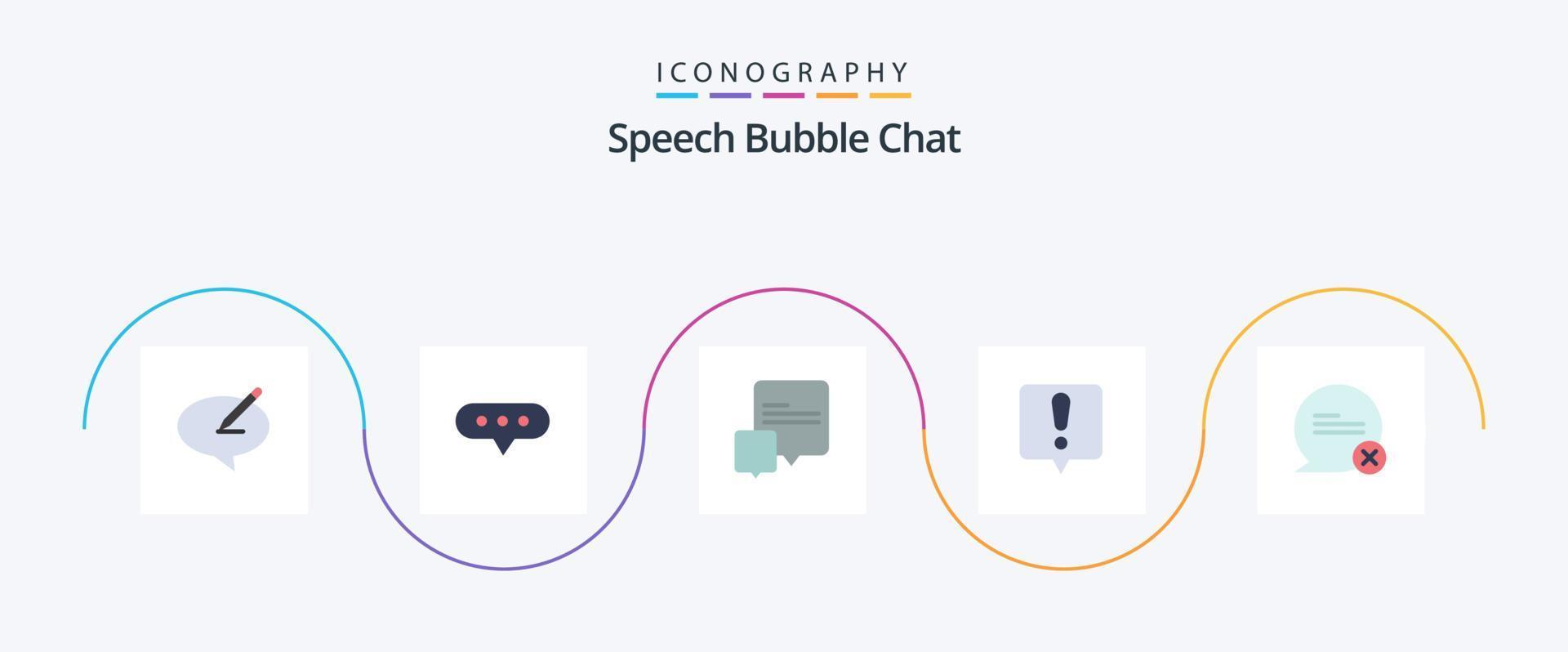 chat flat 5 icon pack incluindo interação. comunicação. bater papo. bater papo. mensagem de erro vetor