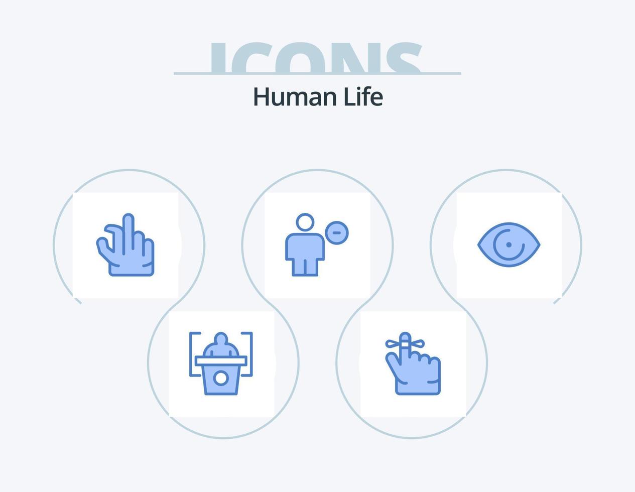 design de ícones do pacote de 5 ícones azuis humanos. visão. face. ampliação. olho. humano vetor