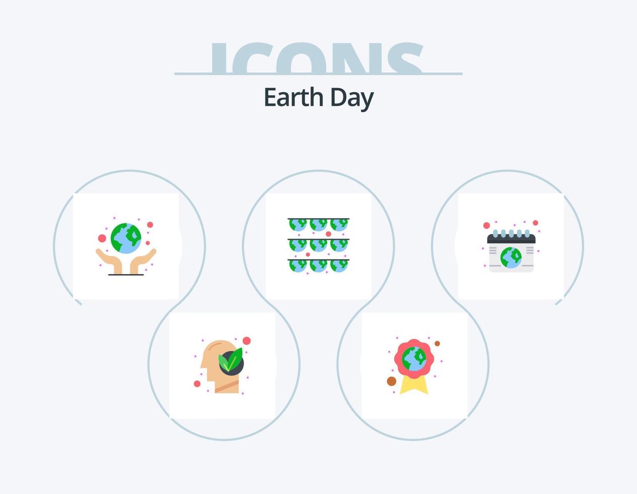 design de ícones do pacote de ícones planos do dia da terra 5. ecologia. calendário. terra. festa. festão vetor