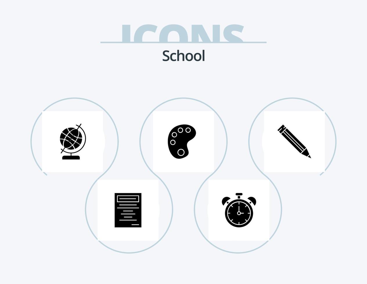 ícone do glifo escolar pack 5 design de ícone. . escola. geografia. governante. pintar vetor