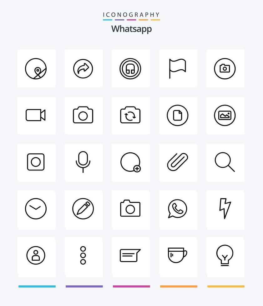 pacote criativo de ícones do whatsapp 25, como básico. Câmera. fone de ouvido. ui. básico vetor