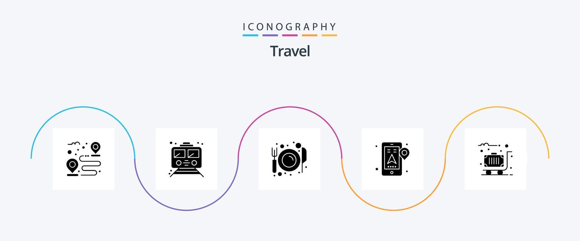 pacote de ícones de glifo 5 de viagem, incluindo navegação. localização. transporte. GPS. placa vetor
