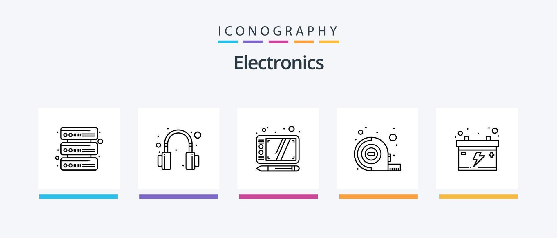 pacote de ícones da linha 5 de eletrônicos, incluindo . rolagem. hardware. rato. soquete. design de ícones criativos vetor