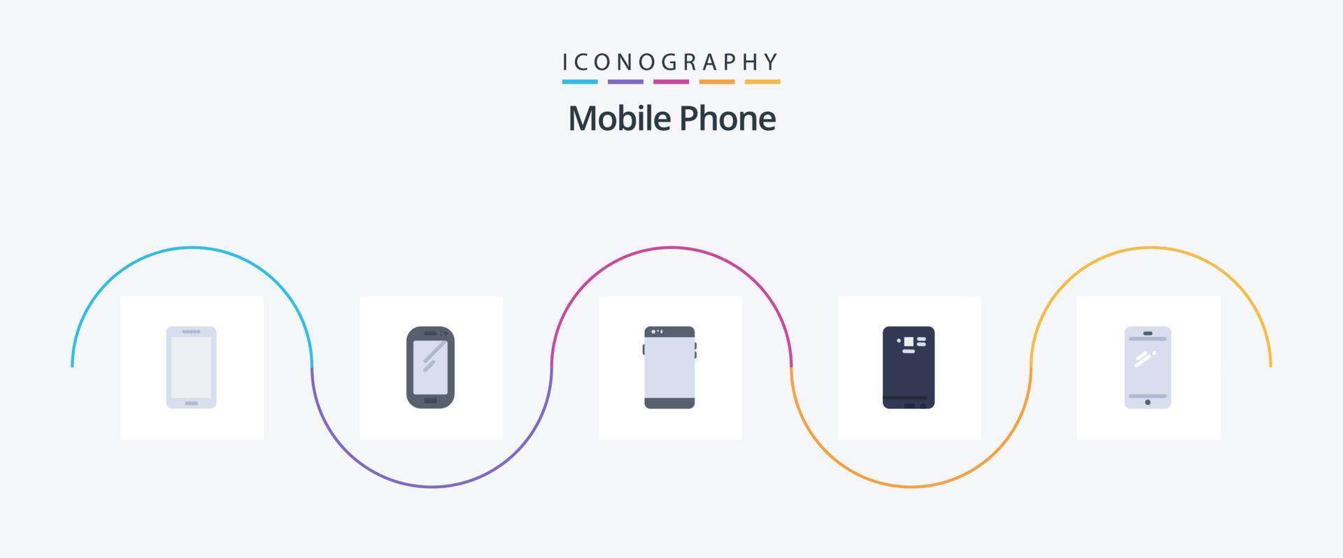 pacote de ícones plana 5 do telefone móvel, incluindo . voltar. Iphone. móvel vetor