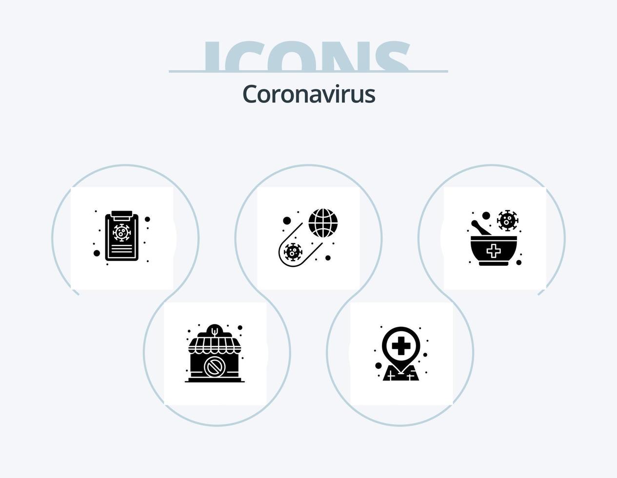 design de ícones do pacote de ícones de glifos de coronavírus 5. vírus. medicamento. vírus. vírus. coronavírus vetor